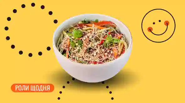 Блюдо Салат с холодной рисовой лапшой меню We Sushi Салат с холодной рисовой лапшой меню We Sushi